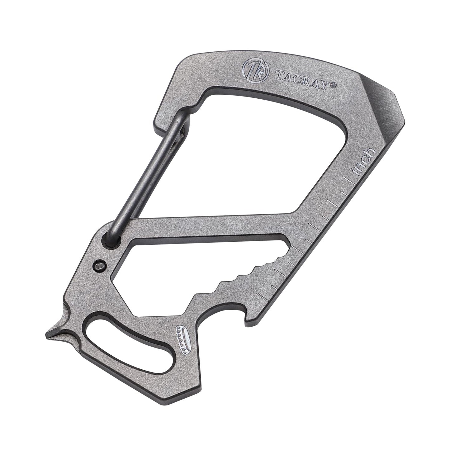 TACRAY Titanium Carabiner Keychain Clip, Anti-Lost Key Holder, Quick Released Backpack Clasps/Hook with Multitools of Bottle Opener and Mini Ruler for EDC