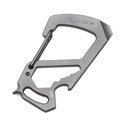 TACRAY Titanium Carabiner Keychain Clip, Anti-Lost Key Holder, Quick Released Backpack Clasps/Hook with Multitools of Bottle Opener and Mini Ruler for EDC