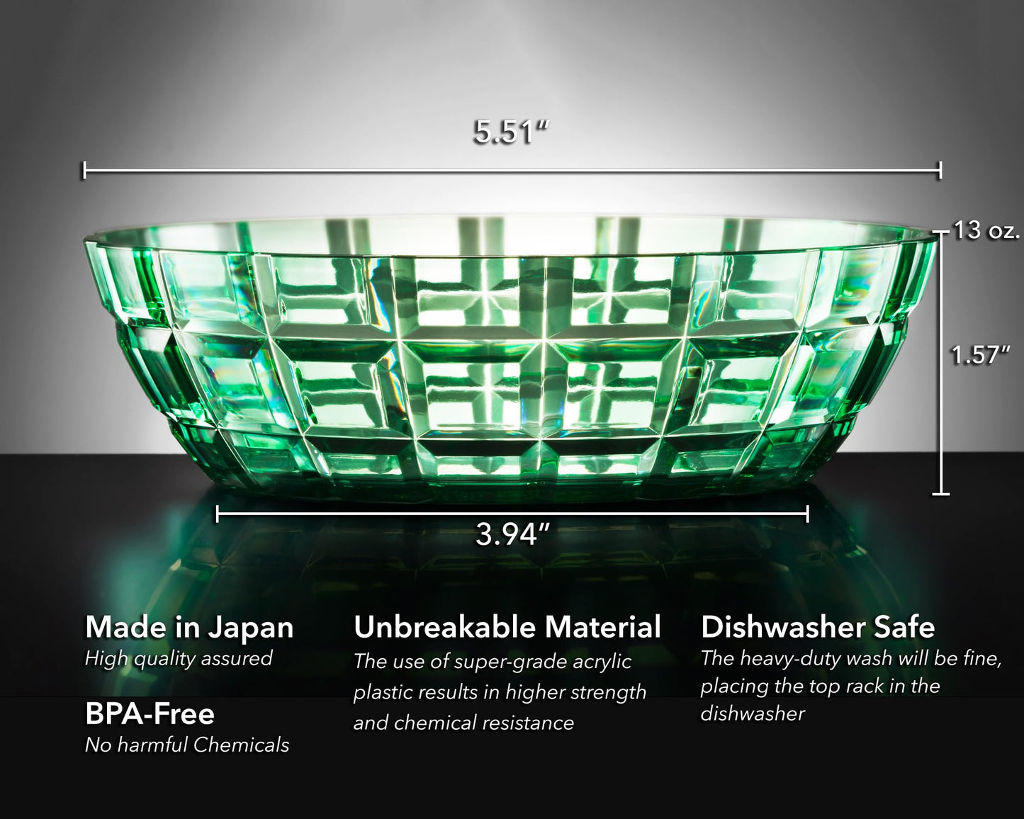 SCANDINOVIA - 13oz Unbreakable Premium Bowls Set Of 6 - Made in Japan - Super Grade Acrylic Plastic - Perfect for Gifts - Dishwasher Safe - Serving Ice Cream Candy Cereal Cereal Popcorn Salad Reusable