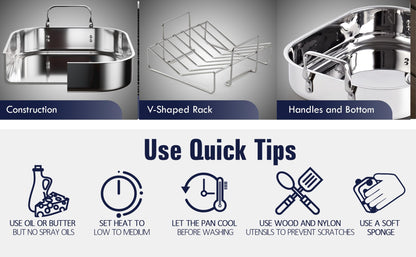 Cooks Standard 14-Inch by 12-Inch Stainless Steel Roaster with Rack, Rectangular