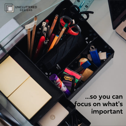 Uncluttered Designs Large Black Vanity Organizer - Countertop Mens Organizer With Drawers for Cologne, Deodorant, Beard, Shaving Lotion, Perfume & Skincare - Perfect for Bathroom & Bedroom Storage