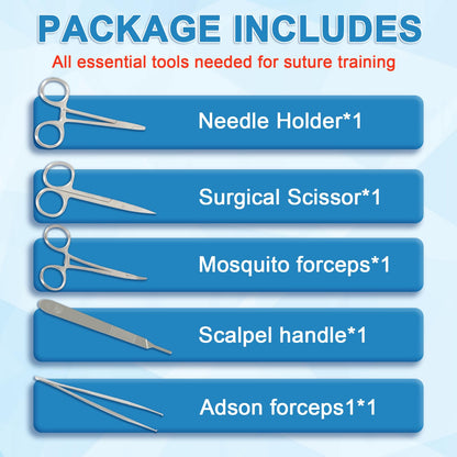 Spectabilis Suture Practice Kit for Medical Students, Silicone Pad Surgery Wounds Closure Suturing, Supplies for Vet Nursing Students Surgical Stitches Kits De Suturas Med School Essentials.