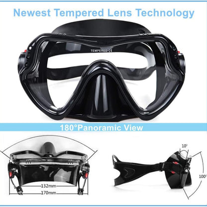Snorkel Diving Mask, Professional Snorkeling Mask Gear, Ultra Clear Lens with Wide View Tempered Glass Goggles,Anti Leakage Scuba Mask, Silicone Swimming Goggles Mask for Adults, 3 Color (Black)