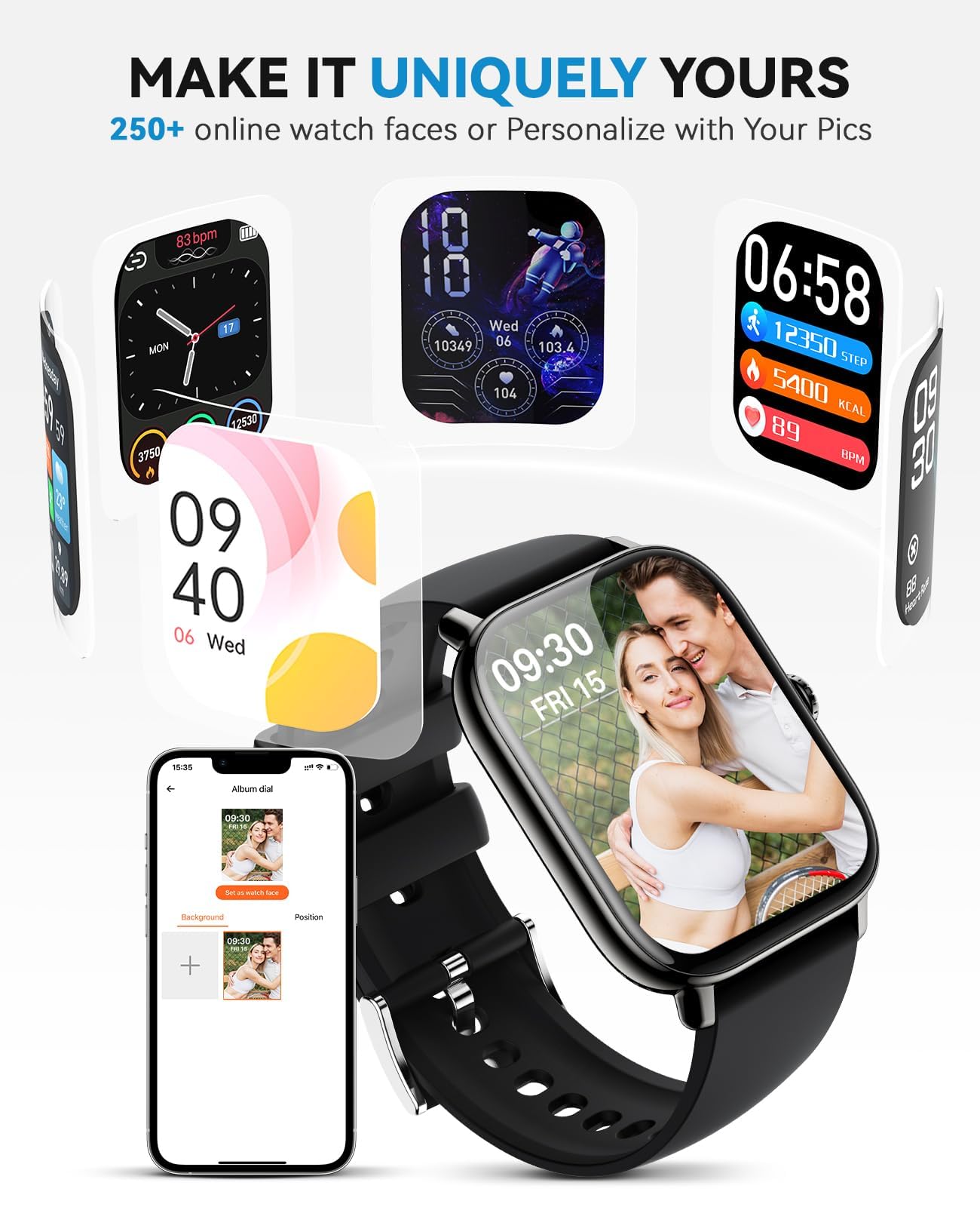 Smart Watch for Women Men- Answer/Make Call, 2025 IP68 Waterproof Fitness Step Tracker Watch with Sleep Monitor/Activity Counter/110+ Sport Mode, Smartwatch for Andriod iPhone iOS Samsung Compatible