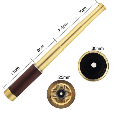 Telescope Brass Spyglass Pirate Monocular, Waterproof Pocket Mini Telescope Monocular, 25x30 Zoomable Collapsible Vintage for Navigation Voyage View Watching Games Travel Hiking Hunting