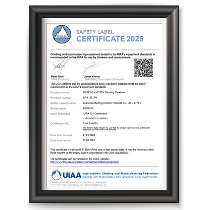 BEIFENG 25KN Auto Locking Carabiner - UIAA Certified Heavy Duty Climbing Carabiners for Rock Climbing, Camping, Rappelling, Hunting, Rescue Equipment - Professional Carabiner Clips (4-Pack, Black)