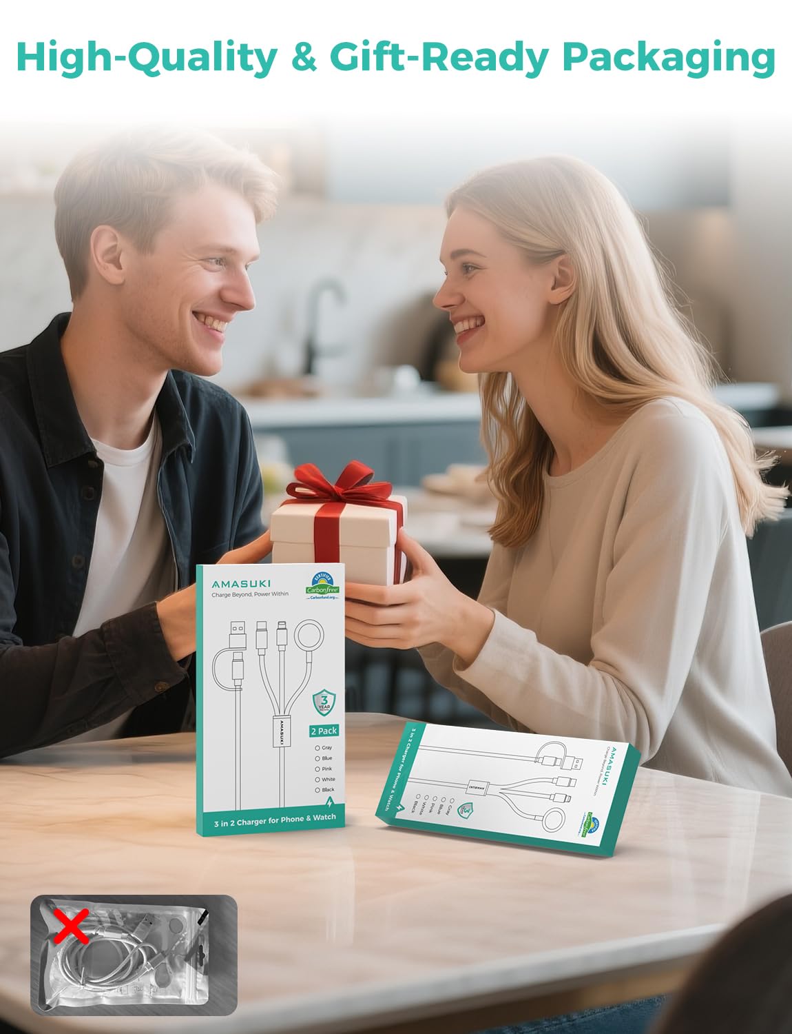 Travel Essentials,3 in 2 USB C Cable for Apple Watch Charger/iPhone Charger,Multi Charging Cable,Vacation RV Camping Essentials,Portable for iWatch Series 11-2/Ultra/SE& iPhone 17-12,Car,Xbox-4FT