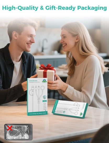 Travel Essentials,3 in 2 USB C Cable for Apple Watch Charger/iPhone Charger,Multi Charging Cable,Vacation RV Camping Essentials,Portable for iWatch Series 11-2/Ultra/SE& iPhone 17-12,Car,Xbox-4FT