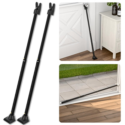SECURITYMAN 2-in-1 Door Security Bar & Sliding Patio Door Security Bar (2 Pack) via Interchangeable Caps - Heavy Duty Iron Construction Door Stoppers for Home, Apartment, Travel Hotel - Black