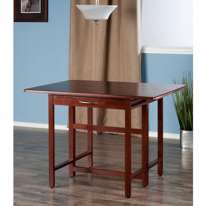 Winsome Taylor Drop Leaf Table with Wide Drawer, for Dining Room, 29", Walnut