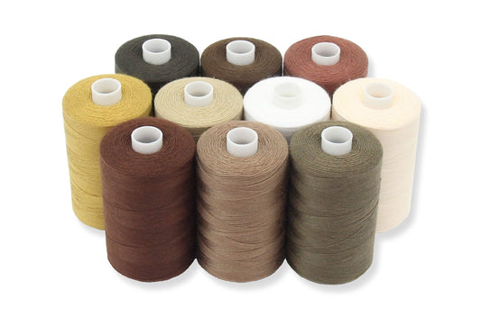 BlesSew Sewing Thread in Brown Color Tones - 10 Spools of Polyester Thread for Sewing Machine for Beginners, Hand Stitching & Quilting - 1000 yds Per Spool