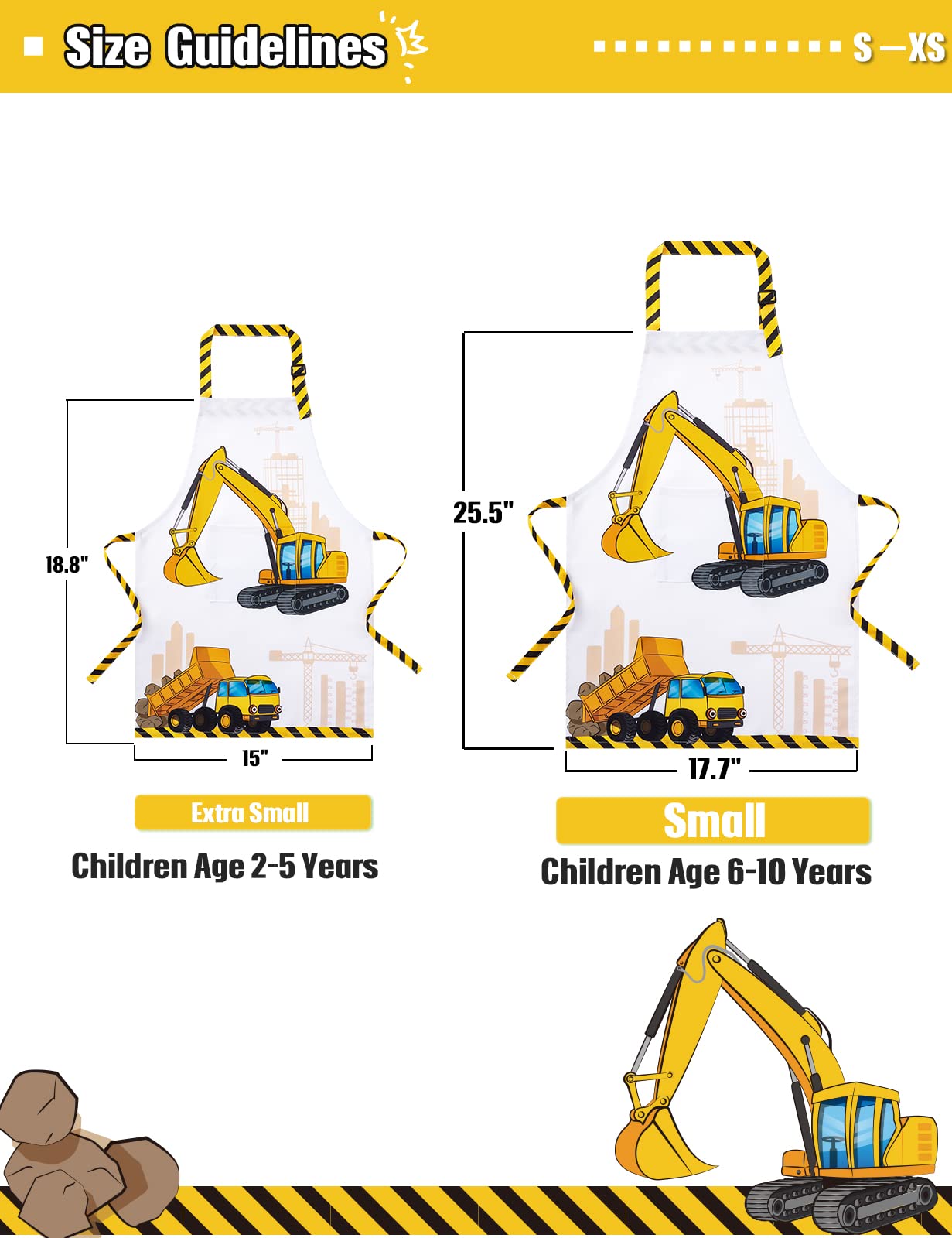 WERNNSAI Kids Art Apron for Boys - Truck Toddler Artist Aprons for Kids, Painting Art Smock Kitchen Chef Aprons for Children Cooking Baking Gardening Party Birthday Gifts Age 2-5 Years