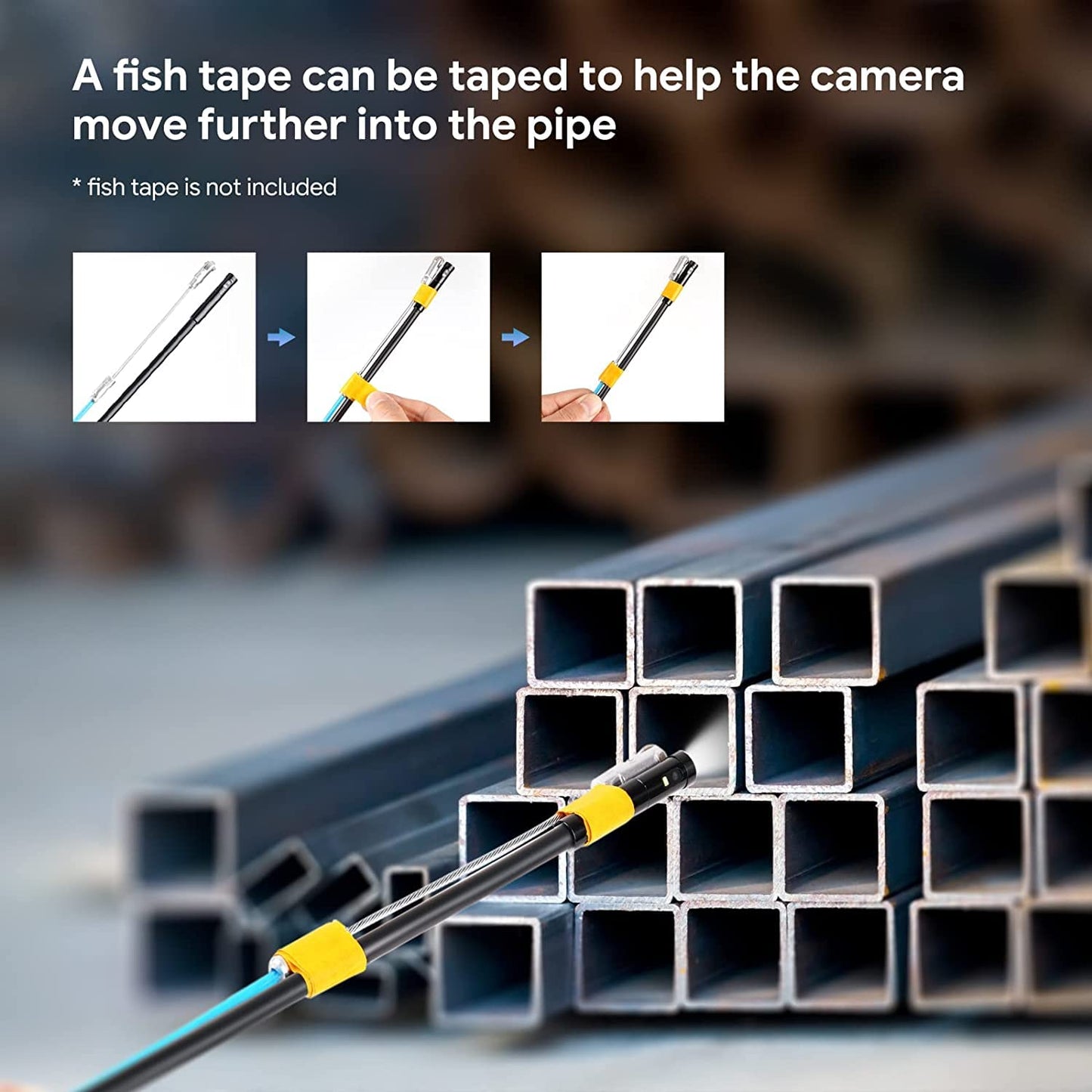 DEPSTECH Dual Lens Industrial Endoscope, 1080P Digital Borescope Inspection Camera, 7.9mm IP67 Waterproof Sewer Camera with 4.3" LCD Screen, 7 LED Lights, 16.5FT Semi-Rigid Cable, 32GB Card-Black