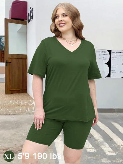 AGSEEM Two Piece Outfits For Women Going Out Summer Jogging Suits Tracksuits Army Green S