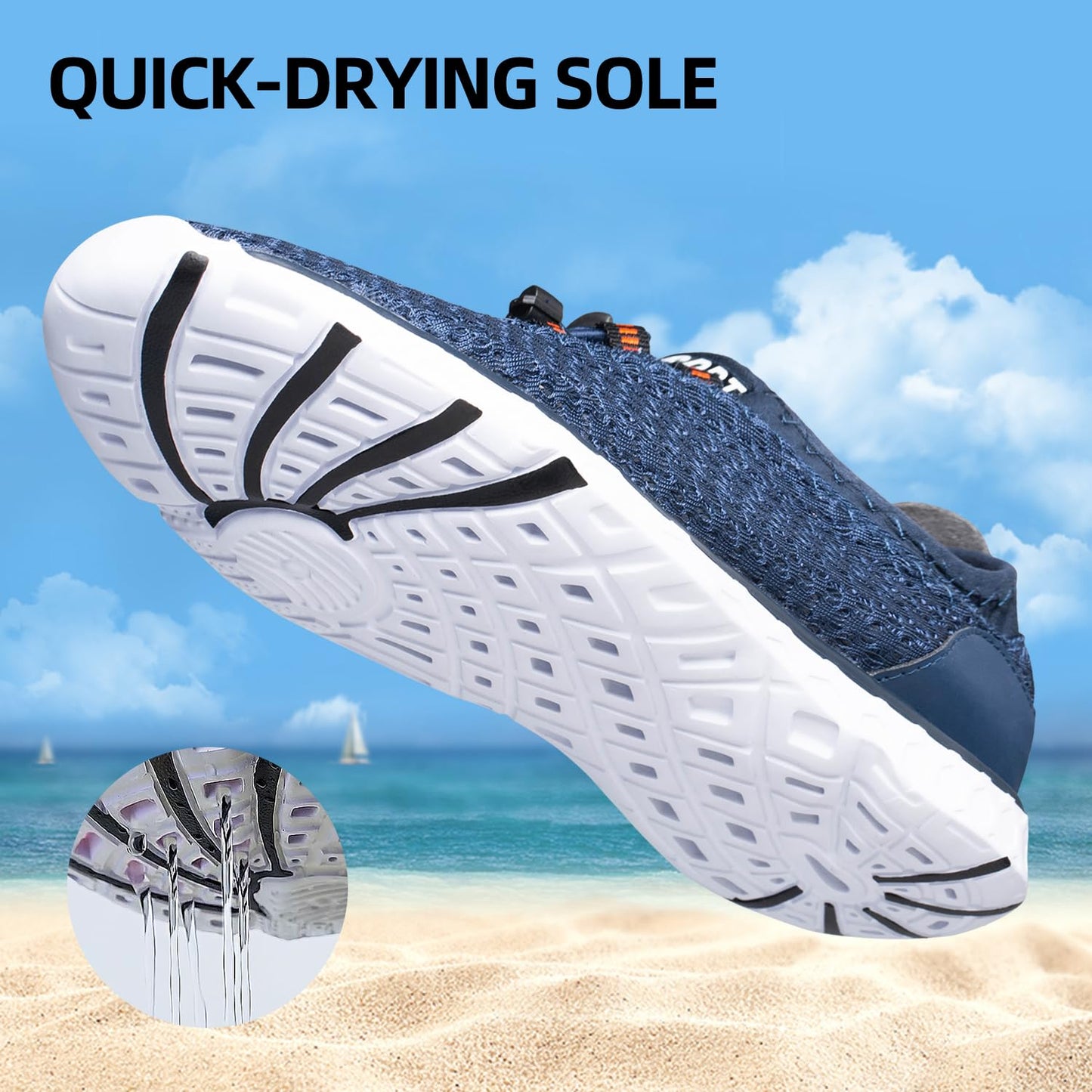 DOUSSPRT Men's Water Shoes Quick Drying Sports Aqua Shoes Blue Size 8.5