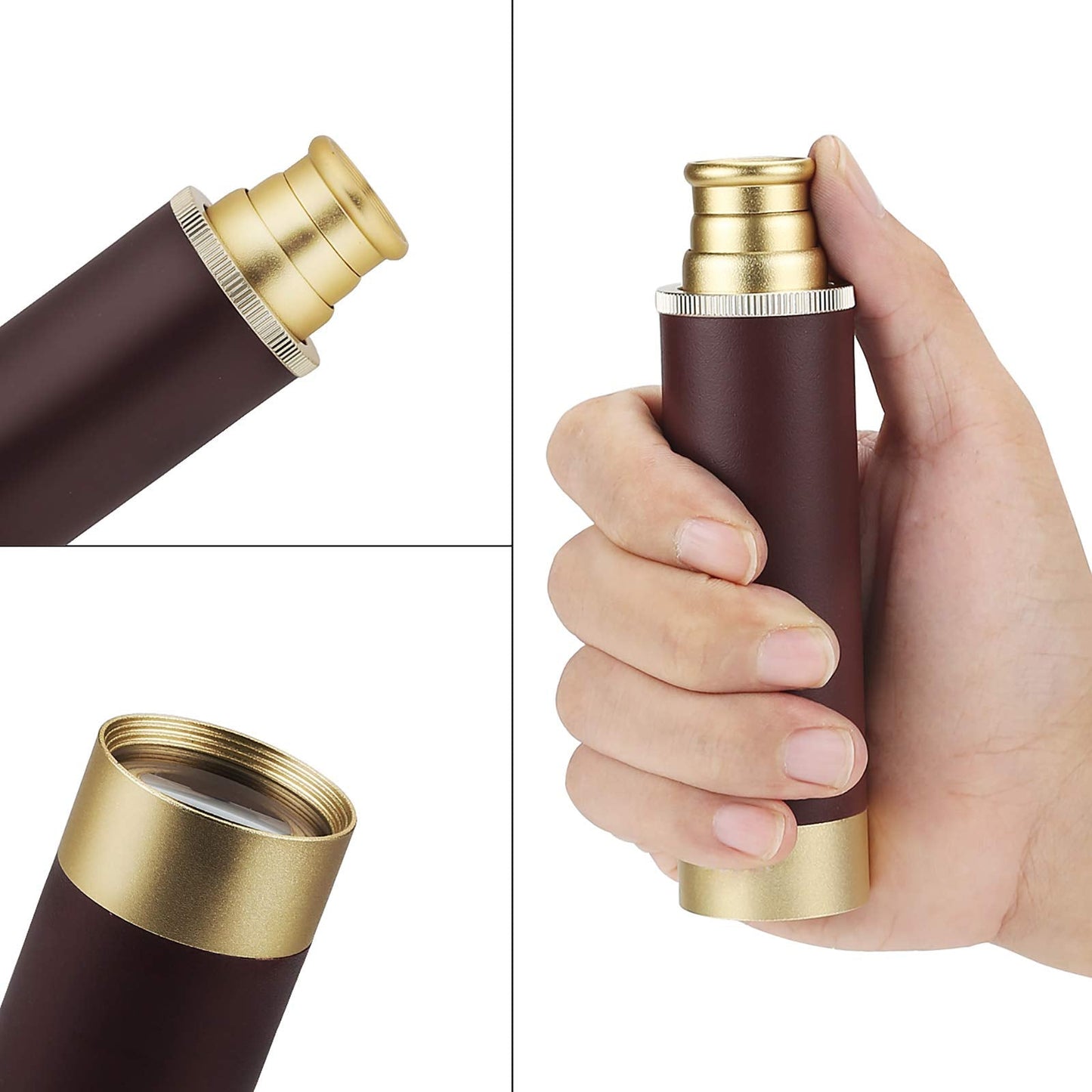 Telescope Brass Spyglass Pirate Monocular, Waterproof Pocket Mini Telescope Monocular, 25x30 Zoomable Collapsible Vintage for Navigation Voyage View Watching Games Travel Hiking Hunting