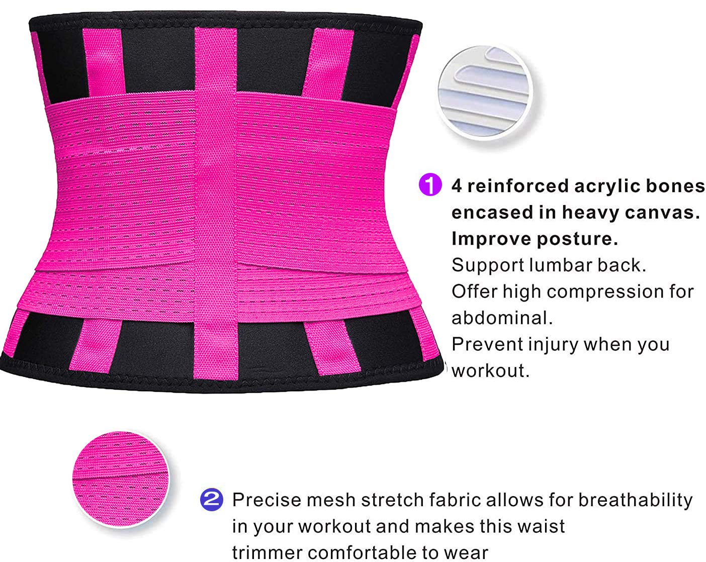 YIANNA Women Waist Trainer Belt - Slimming Sauna Waist Trimmer Belly Band Sweat Sports Girdle Belt Weight loss, YA8002-Rose-XL