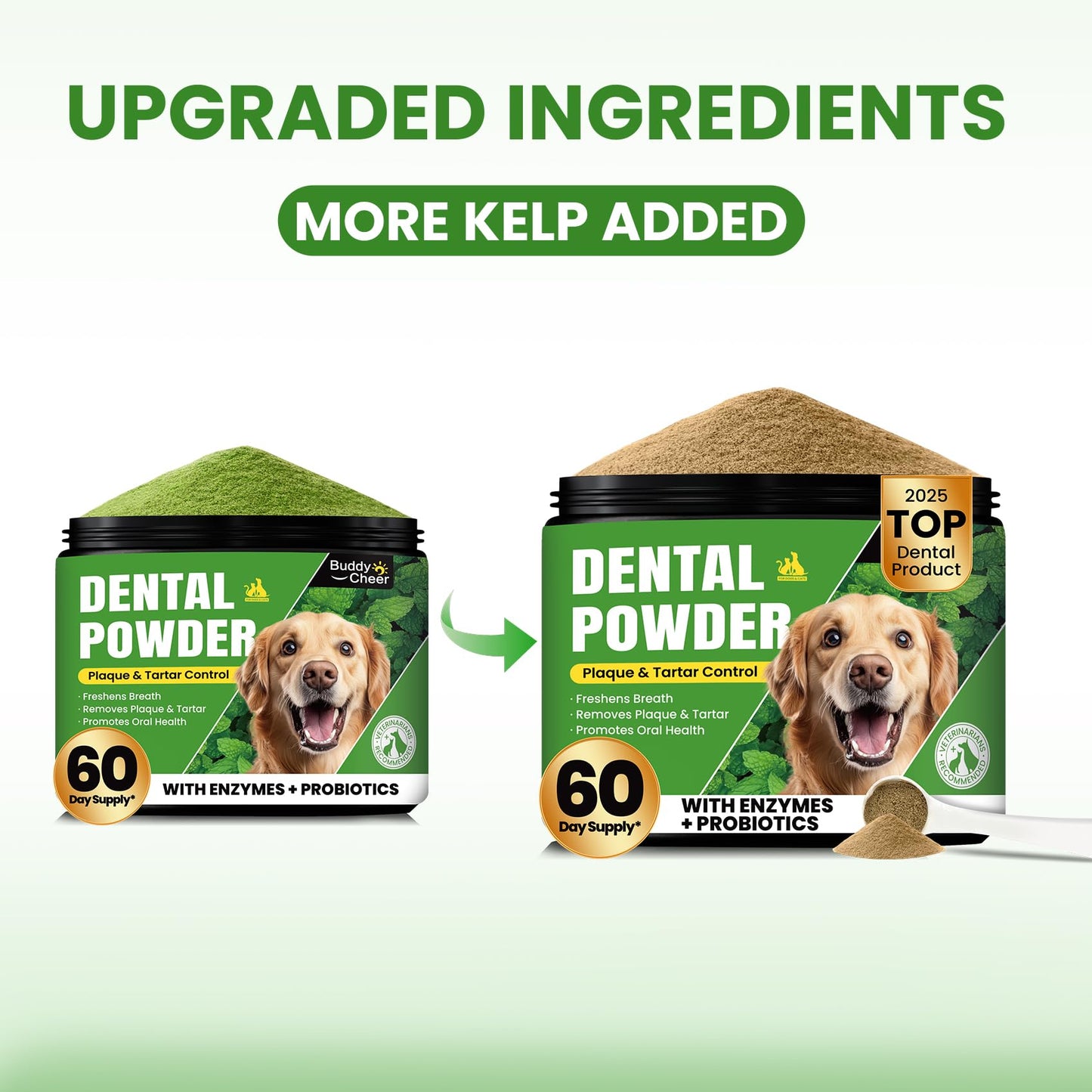 Dog Teeth Cleaning Powder, Dog Dental Powder and Cats Breath Freshener, Plaque Off Pet Tooth Cleaning lab co, Bad Breath & Tartar Remover for Dogs, Dog Teeth Cleaning with Enzymes- 60-Day Supply -Mint