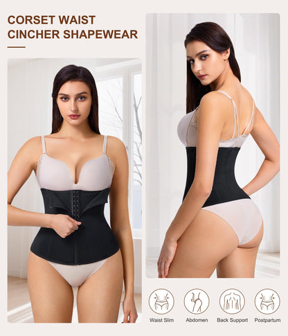 URSEXYLY Women Waist Trainer Corset Zipper Hook Shapewear Double Control Body Shaper Tummy Control Waist Cincher (3XL, Black)