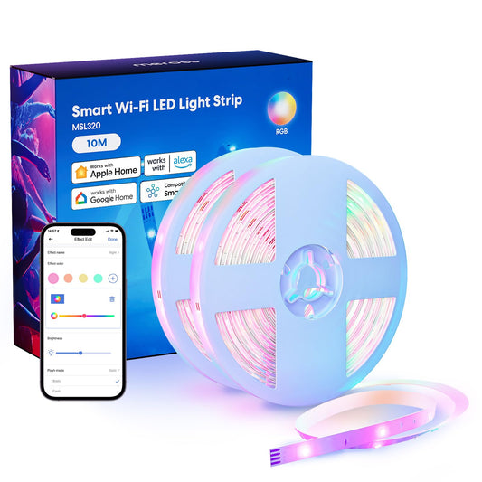 Smart LED Strip Lights Works with Apple HomeKit, 32.8ft WiFi RGB Strip, Compatible with Siri, Alexa&Google and SmartThings, App Control, Color Changing Led Strips for Home, Bedroom, Kitchen, TV, Party