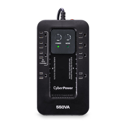 CyberPower EC550G Ecologic Battery Backup & Surge Protector UPS System, 550VA/330W, 8 Outlets, ECO Mode, Compact Uninterruptible Power Supply