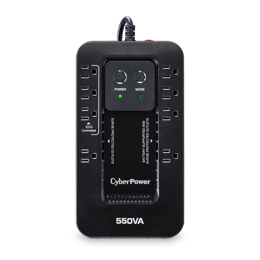 CyberPower EC550G Ecologic Battery Backup & Surge Protector UPS System, 550VA/330W, 8 Outlets, ECO Mode, Compact Uninterruptible Power Supply