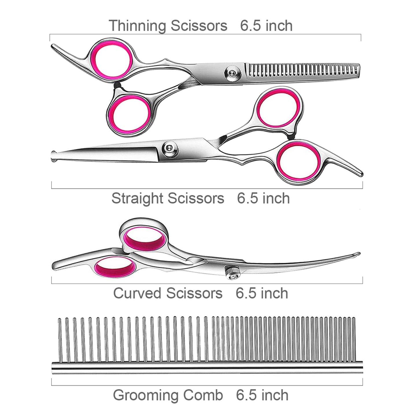 TINMARDA 5 in1 Dog Grooming Scissors Kit, Professional Dog Scissors for Grooming with Safety Round Tips, Titanium Coated Grooming Shears for Dogs Cat Pet At Home