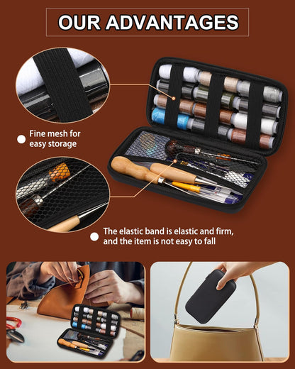 BAGERLA Heavy Duty Sewing Kit, 48pcs Needle and Thread Kit with Upholstery Thread Needles Sewing Awl Seam Ripper, Upholstery Repair Sewing Kit for Car Seats Carpets Shoes Backpacks DIY Crafting