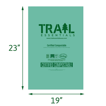 Trail Essentials 25 Count Biodegradable Toilet Bags, 5 Gallon Capacity, Convenient Carry Case