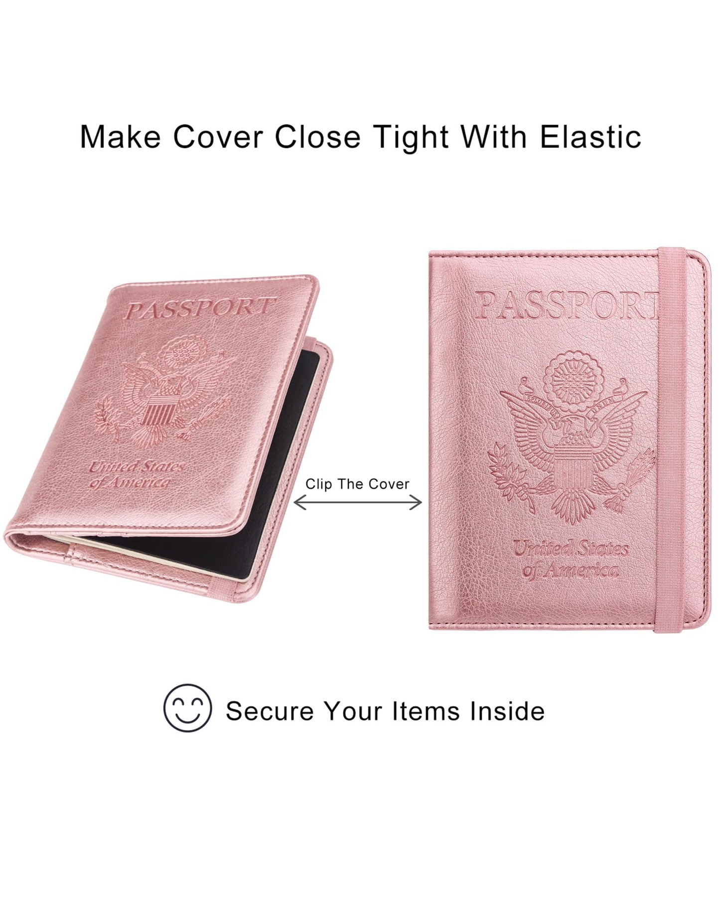 WALNEW Passport Holder for Travel, RFID Passport Cover Wallet for Women Men, PU Leather Passport Book Card Holder Case with Pen, Travelling Essentials for Flying