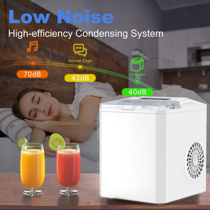 SMUG Ice Makers Countertop with Handle, Portable Ice Machine, 9 Bullet Ice Cubes in 6 Mins, 26lbs in 24Hrs, Auto-Cleaning, with Basket and Scoop, for Home, Kitchen, RV, Camping, White