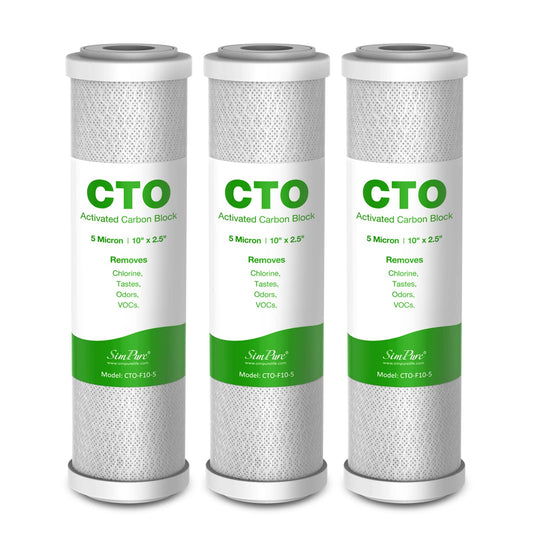 SimPure 5 Micron 10" x 2.5" Whole House Carbon Sediment Water Filter Cartridge Replacement for Home Under-Sink & Countertop Filtration System,10 inch RO Unit, Dupont WFPFC8002, FXWTC, SCWH-5 (3 Pack)