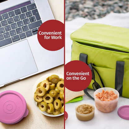 Condiment Cups Containers with Lids- 8 pk. 2.3 oz.Salad Dressing Container to go Small Food Storage Containers with Lids- Sauce Cups Leak proof Reusable Plastic BPA free for Lunch Box Picnic Travel