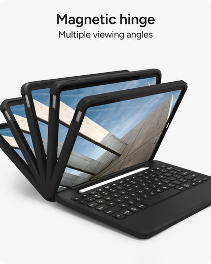 ZAGG Rugged Book iPad 11" (A16)/ 10.9" (Gen 10) Case - Durable Wireless Keyboard Case, Military-Grade Drop Protection, Multi-Device Pairing, Detachable Backlit Keyboard, Black