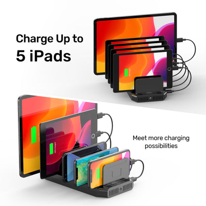 Unitek USB Charging Station, 10 USB Fast Ports Charge Docking Station and Adjustable Dividers, Multi Device Charger Organizer Compatible with iPad, iPhone, Tablet and Cell Phone