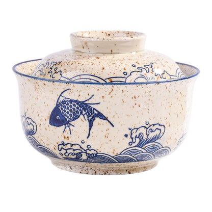 Whitenesser Ramen Bowl with Lid, Japanese Style 25.4 OZ Big Ceramic Bowls with Lid and for Soup Rice Noodle and Porridge, Microwave Oven Safety