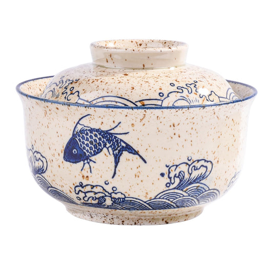 Whitenesser Ramen Bowl with Lid, Japanese Style 25.4 OZ Big Ceramic Bowls with Lid and for Soup Rice Noodle and Porridge, Microwave Oven Safety