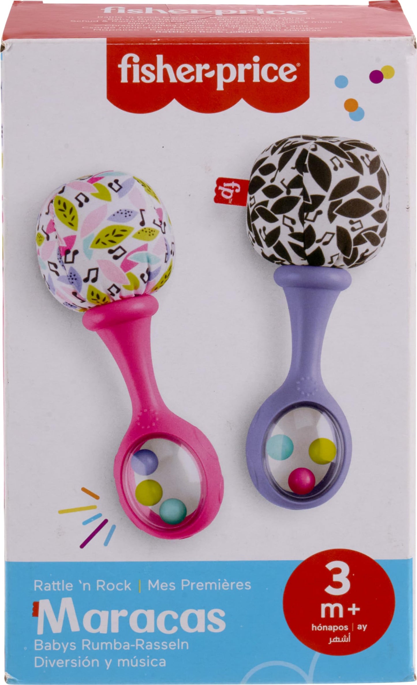 Fisher-Price Newborn Toys Rattle ‘n Rock Maracas, 2 Soft Musical Instruments for Developmental Play Babies Ages 3+ Months, Pink & Purple