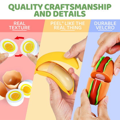 100 PCS Cutting Play Food Toy for Kids Kitchen, Pretend Food Toys for Toddlers, Play Kitchen Toys Accessories with 2 Baskets, Fake Food/Fruit/Vegetable, Birthday Gifts for 3 4 5 Years Old Boys Girls