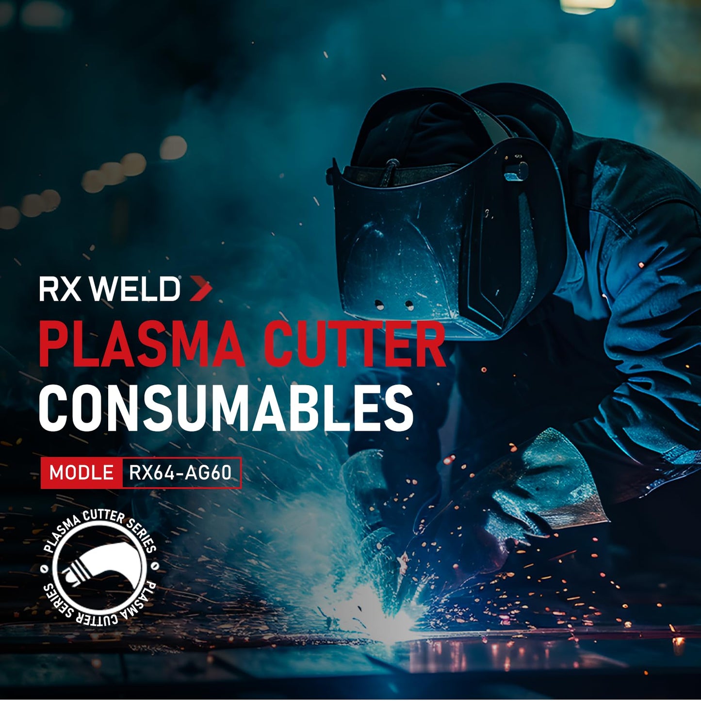 RX WELD 64PCS AG60P Plasma Cutter Torch Consumables Electrode Nozzles Cups Kit Galvanized Copper Ceramic AG-60 Consumables