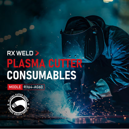 RX WELD 64PCS AG60P Plasma Cutter Torch Consumables Electrode Nozzles Cups Kit Galvanized Copper Ceramic AG-60 Consumables