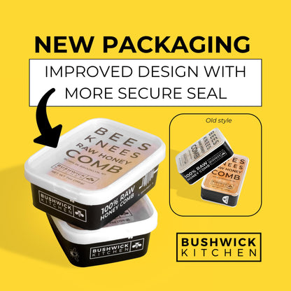 Bees Knees Raw Honeycomb, 100% Edible, All-Natural Gourmet Honeycomb in Double Sealed Packaging, Acacia Honey Comb with Sweet, Light Flavor, Foodie Gifts, Tea Gifts, Unique Gift Ideas (7 oz)