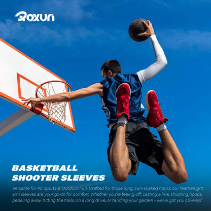 ROXUN 4 Pairs Arm Sleeves, Cooling UV Sun Protection Sports Compression for Men/Women Black+Dark Gray+Light Gray+White