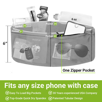 Unisex Travel Money Belt, Running Belt, Fanny and Waist Pack with Large Security Pockets and Zipper, Fits All Size Phones Passport and More