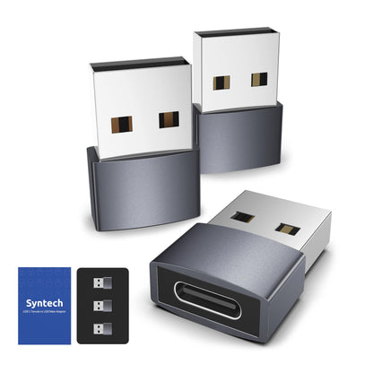 Syntech USB C Female to USB Male Adapter Pack of 3 [Travel Must Haves, Aluminum] USB C to USB Adapter, Type C Charger Cable Power Converter Compatible with iPhone 15 Apple Watch AirPods CarPlay, etc.