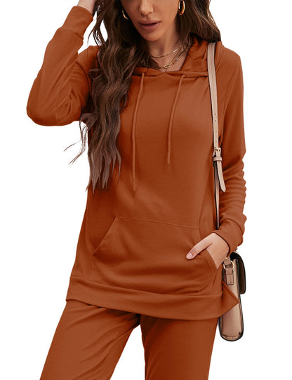 ZHENWEI Sweatsuits for Women Set Jogger Set Two Piece Tracksuit Casual Lounge Suit Long Pants Workout Athletic Outfits Hoodie Sweatshirts Pullover with Kangaroo Pockets (Caramel,Small)