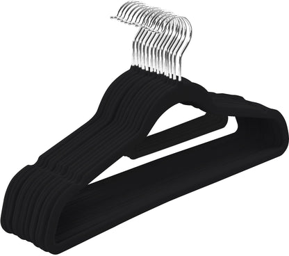 Utopia Home Premium Velvet Hangers 100 Pack - Non-Slip Clothes with Tie Bar - Black Hangers with 360 Degree Rotatable Hook - Heavy Duty for Coat