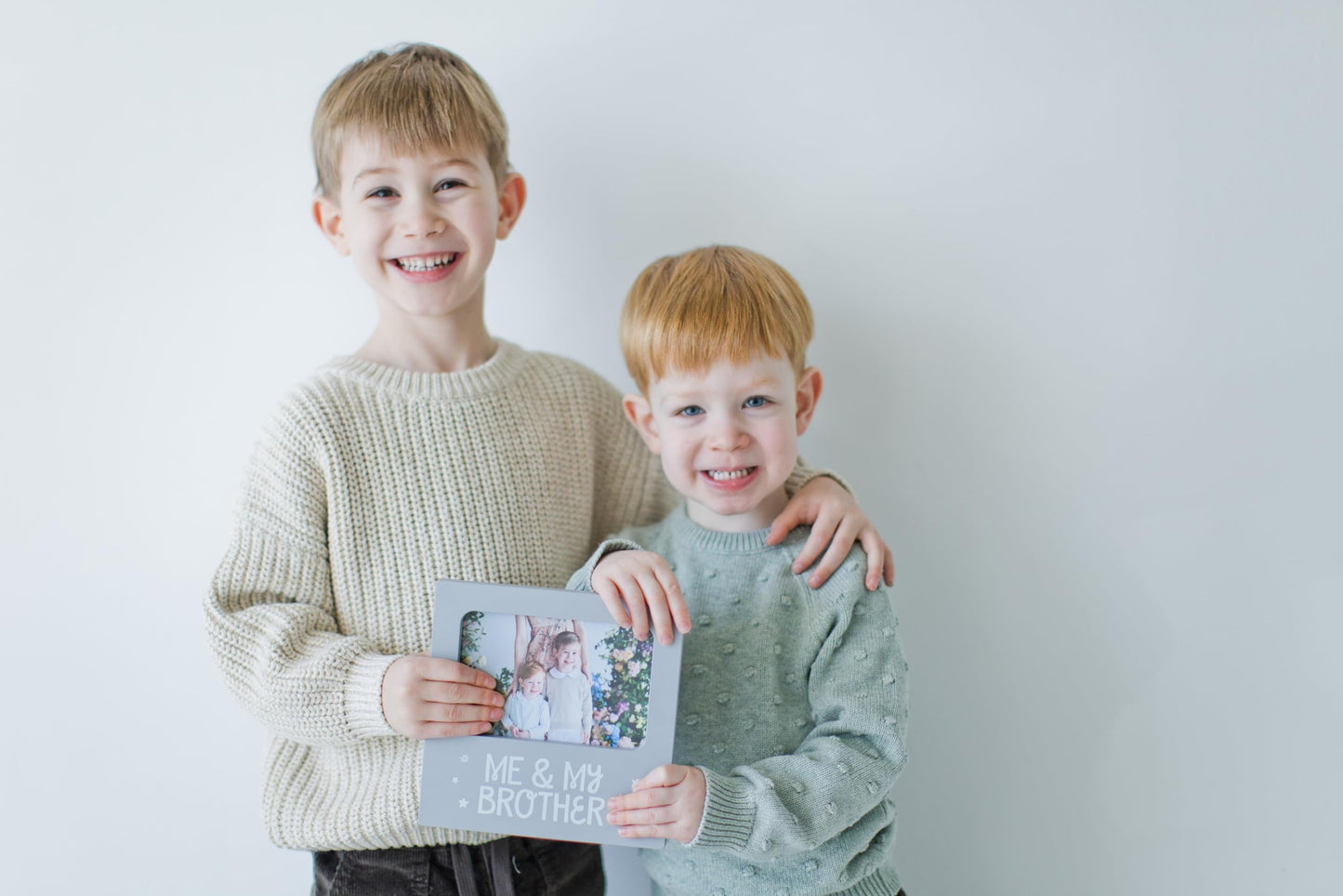 Tiny Ideas Me and My Brother Picture Frame, Christmas Photo Picture Frame, Sibling Keepsake, Ideal Big Brother Gift, Shower Gift and Gender Neutral Nursery Decor, Gray