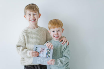 Tiny Ideas Me and My Brother Picture Frame, Christmas Photo Picture Frame, Sibling Keepsake, Ideal Big Brother Gift, Shower Gift and Gender Neutral Nursery Decor, Gray