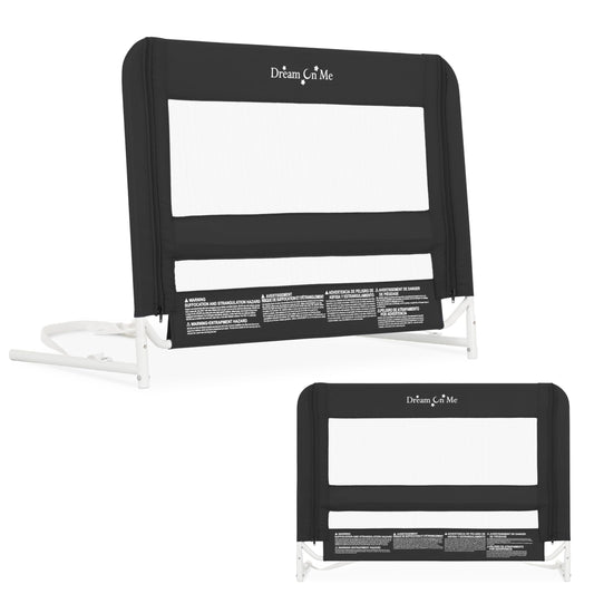 Dream On Me Lightweight Mesh Security Adjustable Bed Rail for Toddler, Breathable Mesh Fabric, Suitable for All Types of Beds, Reinforced Anchor System Bed Guard Rail, Black